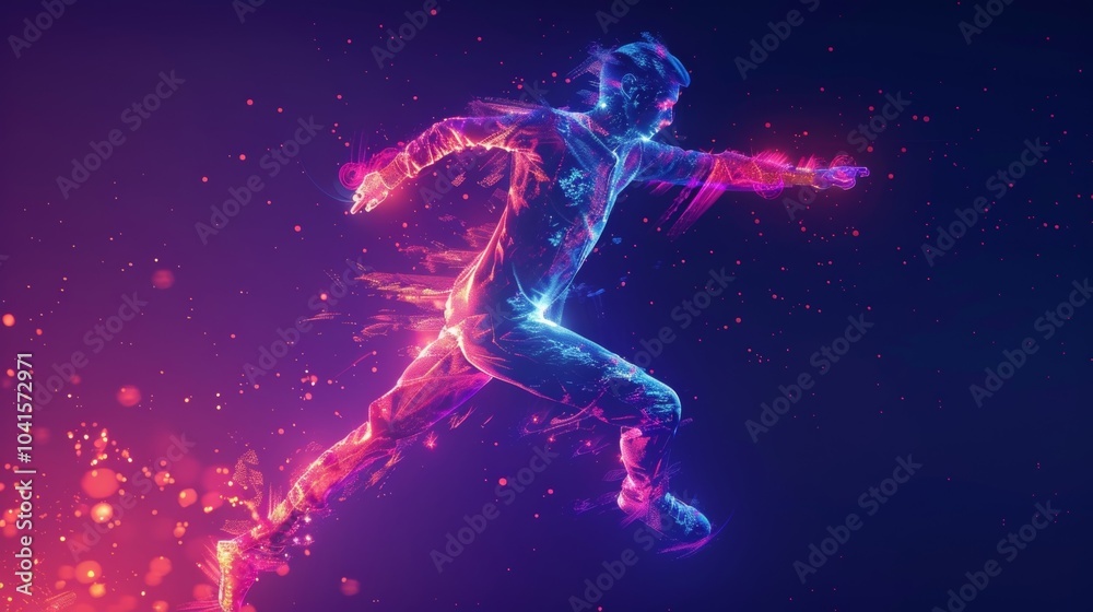 A fermion leaps into the air creating a bosonic partner out of thin air ready to join in the dance. A fermion leaps into the air creating a bosonic partner out of thin air ready to join in the dance.