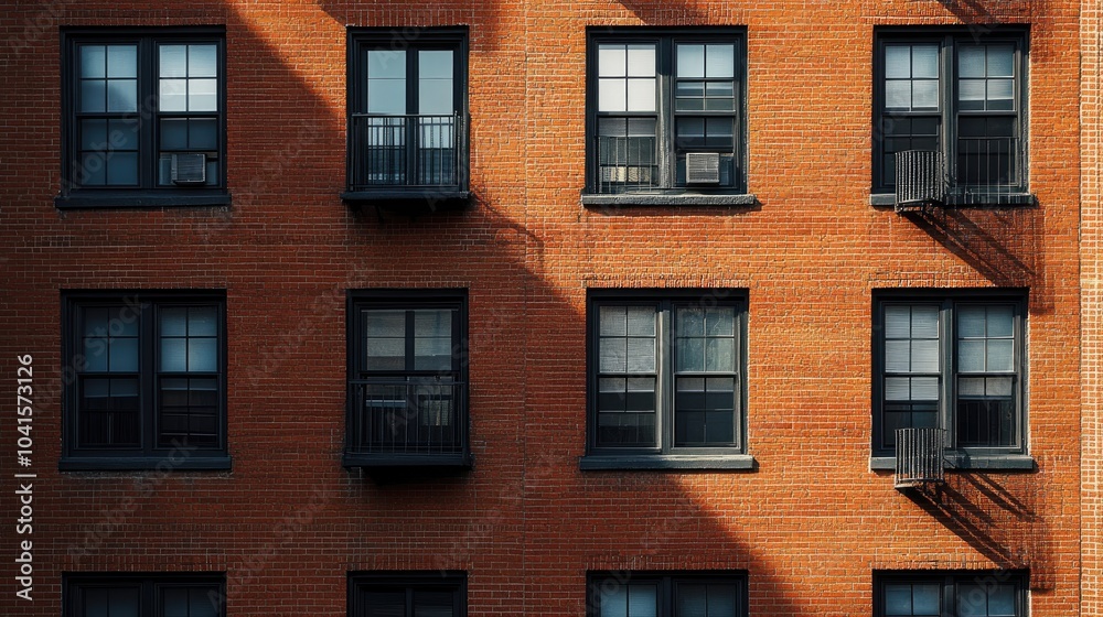 Front view of windows on a residential apartment structure Front view of windows on a residential apartment structure
