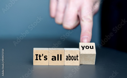 Cubes form the expression 'it is all about you'.