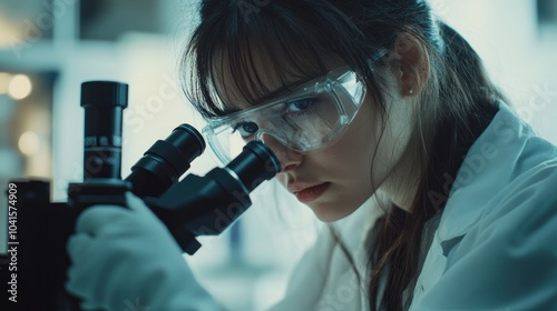 Focused Scientist Examining Samples Under a Microscope