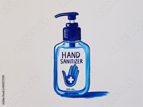 Hand sanitizer hand drawn painted painting illustration on plain white background