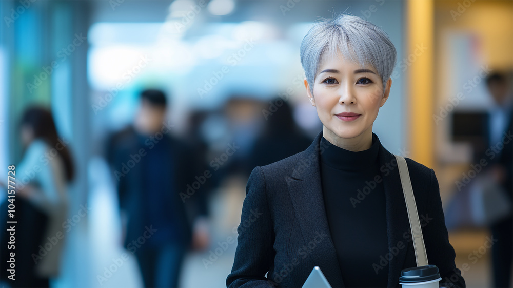 職場で周囲に刺激を与えるシルバーヘアのビジネスウーマン