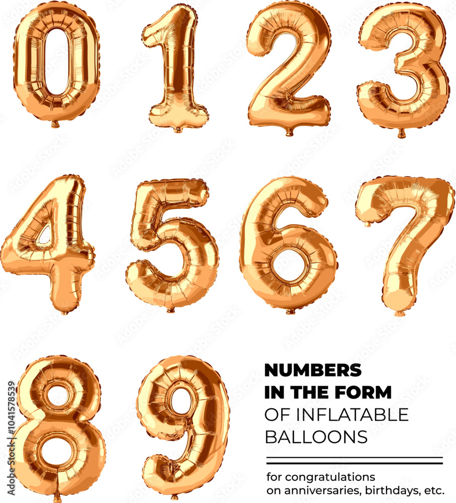 Numbers balloon vector font isolated on white background Numbers balloon vector font isolated on white background