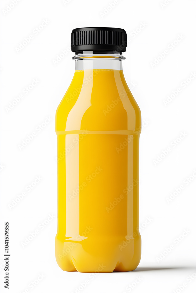 Glass bottle of fresh healthy orange juice mock up isolated on white background Glass bottle of fresh healthy orange juice mock up isolated on white background