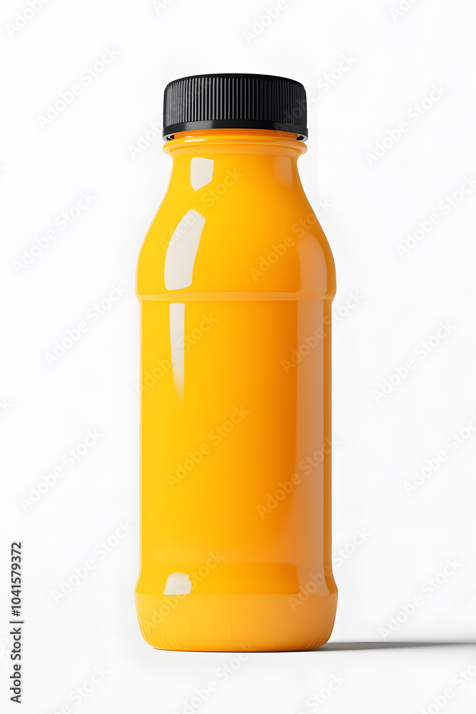 Glass bottle of fresh healthy orange juice mock up isolated on white background Glass bottle of fresh healthy orange juice mock up isolated on white background