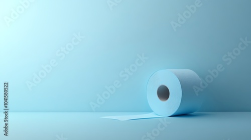 3D roll of toilet paper on a light blue background, toilet paper, clean and fresh