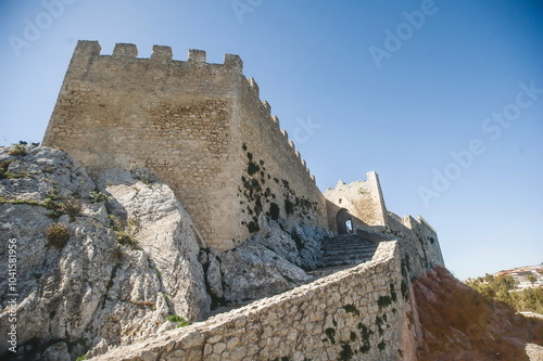 Mussomeli castle in the mountains in Sicily