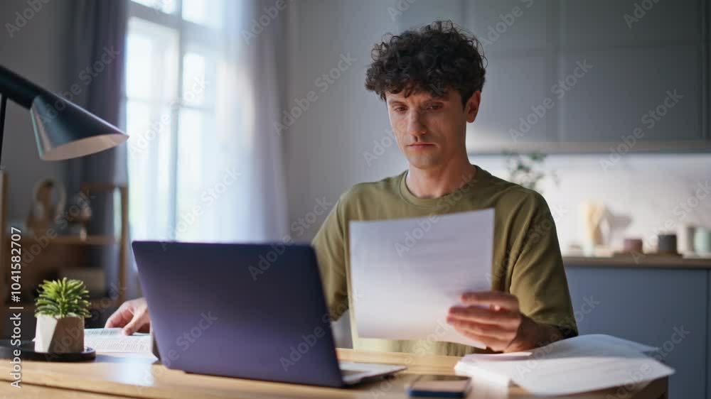 Online worker typing computer analyzing documents at remote workplace closeup Online worker typing computer analyzing documents at remote workplace closeup