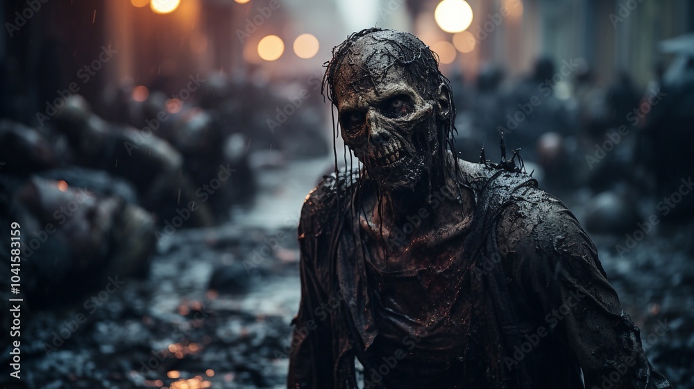 Photo of a fully equipped skeleton zombie soldier standing in armored vest and holding rifle on black background. Photo of a fully equipped skeleton zombie soldier standing in armored vest and holding rifle on black background.