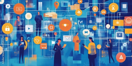 Connecting the world through networks. Data visualized, showing how people communicate globally. Internet technology powers business and science.