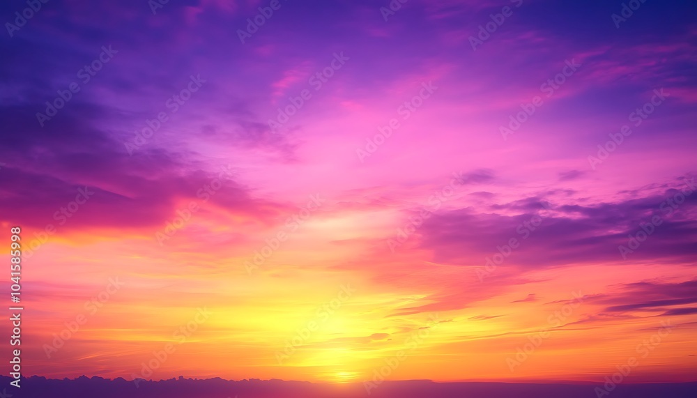 Orange, pink, purple and yellow fiery sunset - sunset sky Fantasy vibrant panoramic - Gradient rich colors - ethereal dreamy summer sunset or sunrise sky. Orange, pink, purple and yellow fiery sunset - sunset sky Fantasy vibrant panoramic - Gradient rich colors - ethereal dreamy summer sunset or sunrise sky.