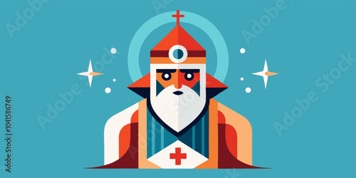 St. nicholas iconic illustration for festive christmas design projects