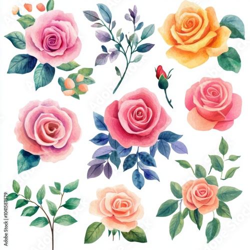 Roses clipart watercolor