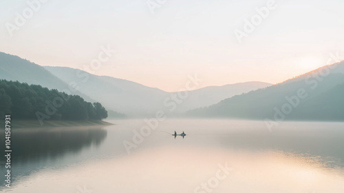 People Fishing By Calm Waters Below Large Water Dam