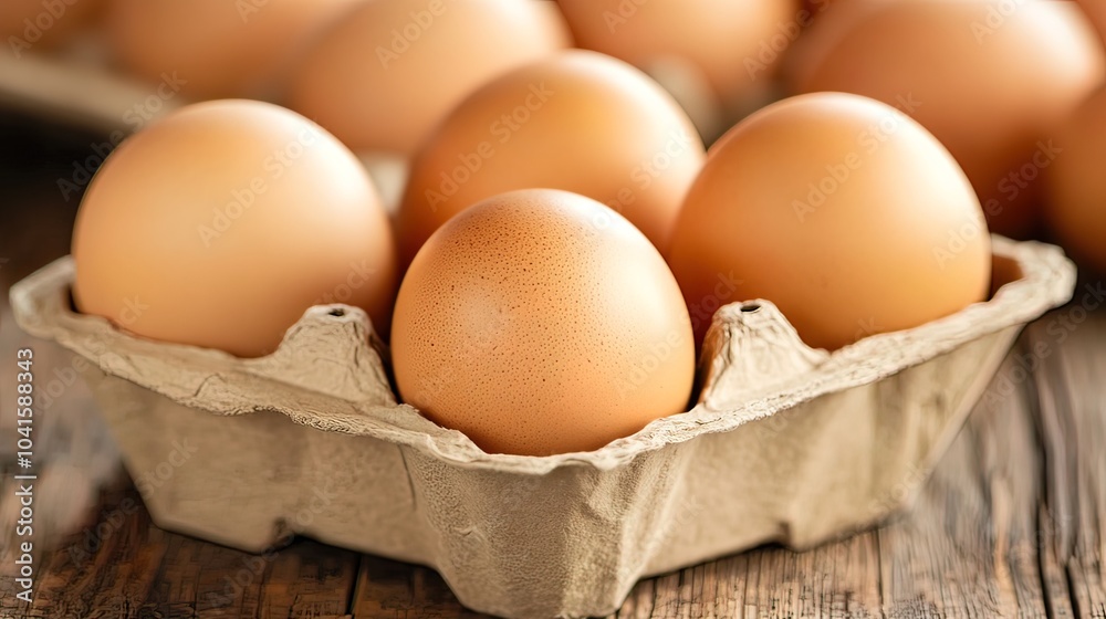 Closeup of Brown Eggs in a Cardboard Carton Closeup of Brown Eggs in a Cardboard Carton