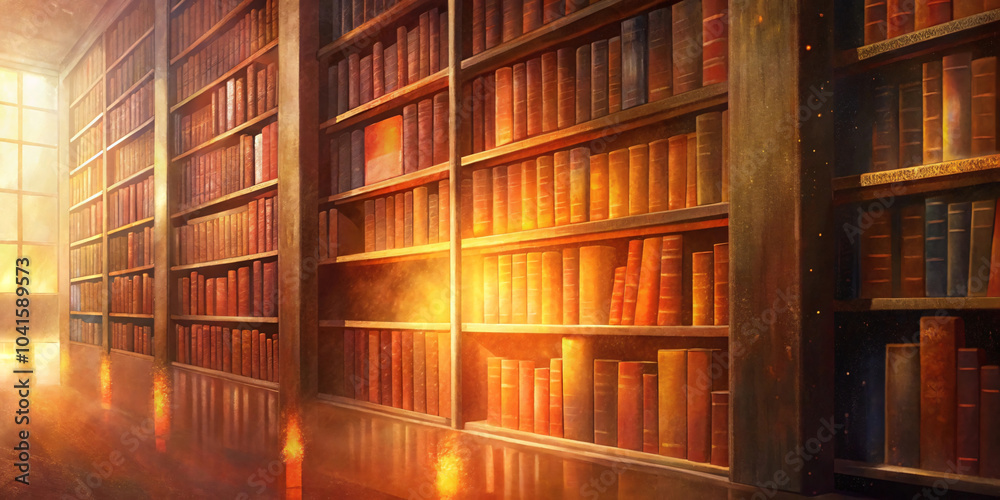 Books on shelf in library Blurred image Books on shelf in library Blurred image