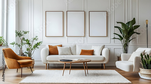 Modern Living Room Decor with White Couch and Plants