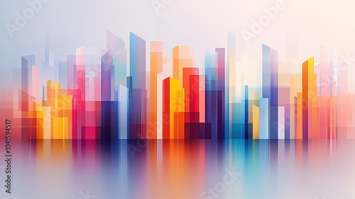 Vibrant abstract cityscape with colorful geometric shapes