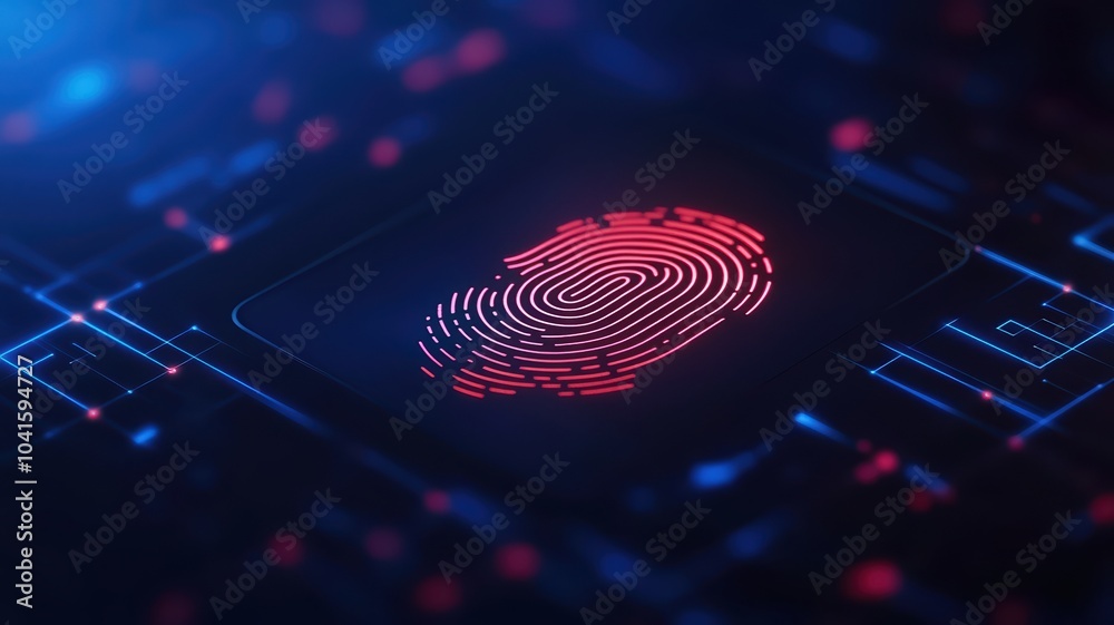 Digital fingerprint on a futuristic circuit background Digital fingerprint on a futuristic circuit background
