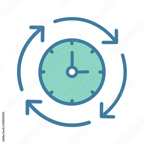 Processing time icon in blue color. Vector illustration.