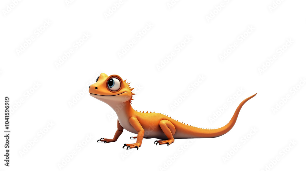 Obraz premium Cartoon Lizard Illustration Full Body Isolated On White Background