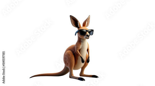 Kangaroo Sporty Sunglasses Full Body Realistic Style Clear Background isolated