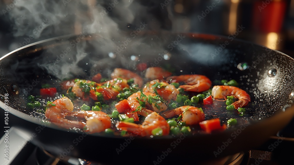 Prawns and butter grilled on a hot pan. Both butter and shrimp fat mixed with fragrant appetizing. One of the cool eating-out culture Prawns and butter grilled on a hot pan. Both butter and shrimp fat mixed with fragrant appetizing. One of the cool eating-out culture