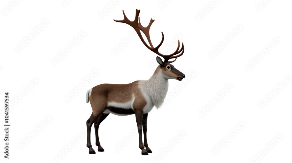 Realistic Reindeer Illustration Full Body on White Background isolated Realistic Reindeer Illustration Full Body on White Background isolated