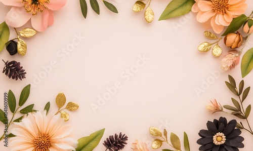 generation AI,_A_flower_frame_with_some_gold._elegant_luxurious