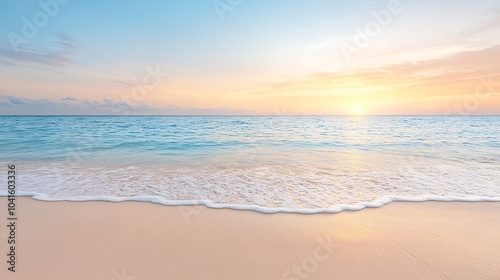 Serene sunset over calm ocean waves a tranquil beach scene capturing nature's beauty and peaceful moments