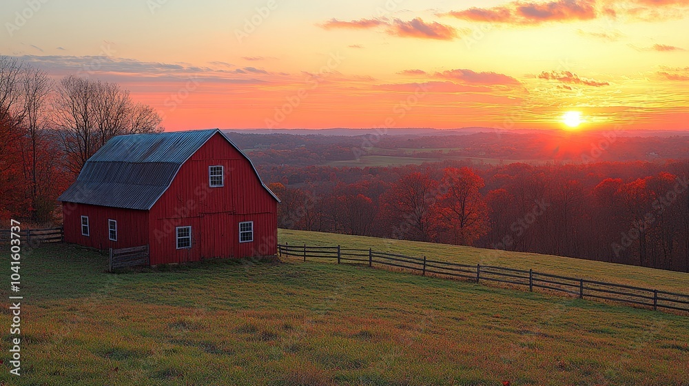 Autumn barn landscape with vibrant fall foliage scene Autumn barn landscape with vibrant fall foliage scene