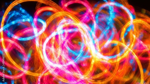 Abstract Light Trails Colorful Swirls and Circles