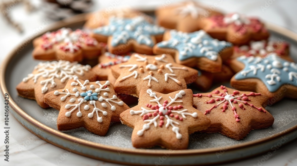 Deliciously decorated star-shaped cookies in winter hues perfect for festive gatherings and celebrations. Generative AI Deliciously decorated star-shaped cookies in winter hues perfect for festive gatherings and celebrations. Generative AI