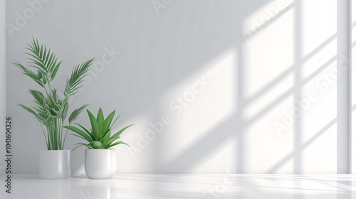 Serene indoor plant setup in a minimalist corner of a room