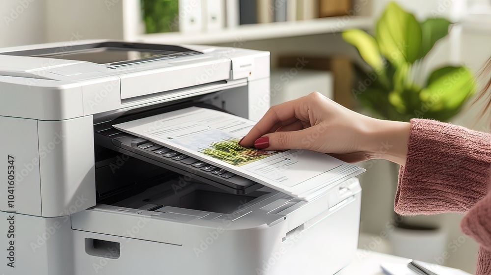 A Close-Up Shot of a Hand Placing Paper into a Printer A Close-Up Shot of a Hand Placing Paper into a Printer