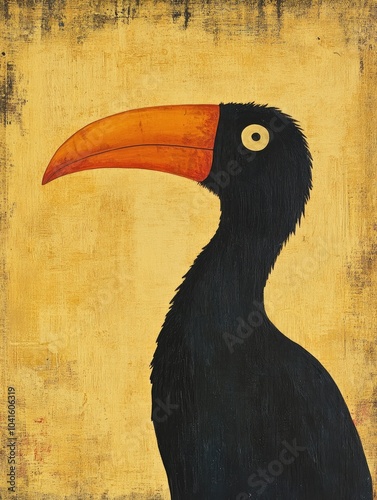 Black casqued Hornbill Ceratogymna atrata a portrait of a large and distinct bird found in sub Saharan African forests and woodlands photo