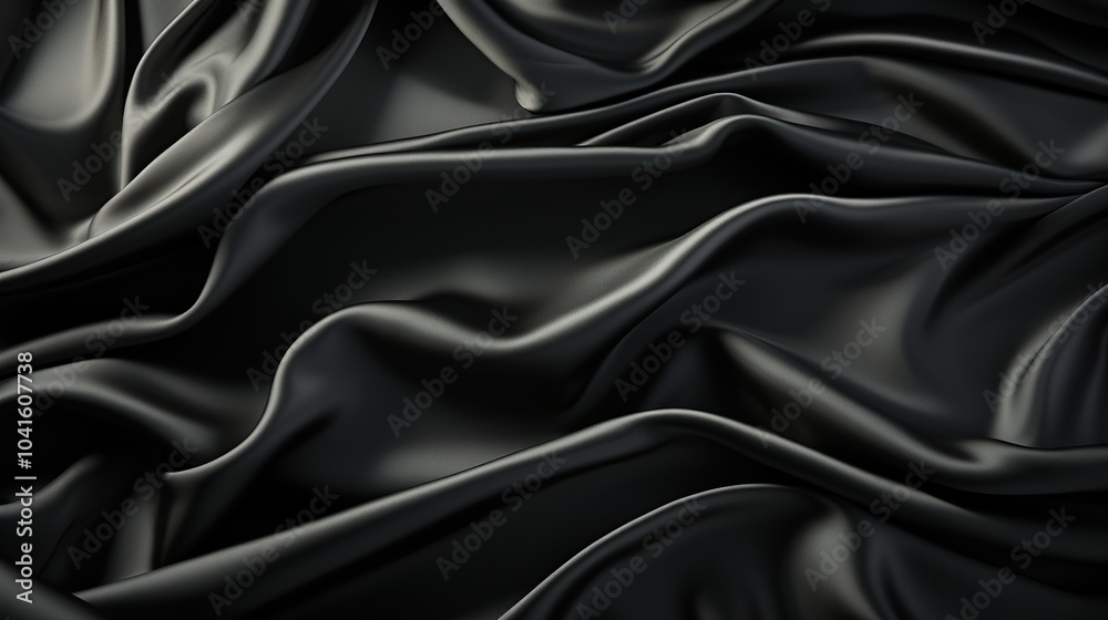 Black Silk Draped Fabric Black Silk Draped Fabric