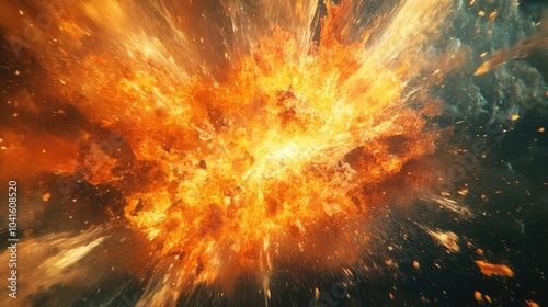 Conceptual artwork depicting an explosion showcasing dynamic energy and vibrant imagery