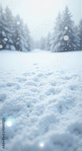 Serene Winter Landscape: Pristine Snow-Covered Expanse for Seasonal Marketing and Nature-Themed Designs