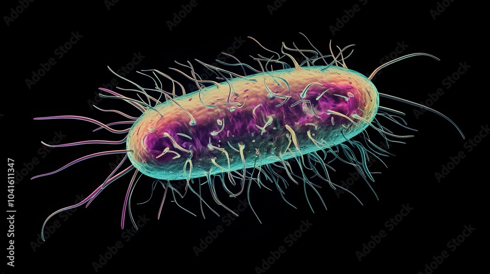 Illustrative representation of bacteria or other microorganisms, typically symbolized by a unicellular oval shape with flagella. Illustrative representation of bacteria or other microorganisms, typically symbolized by a unicellular oval shape with flagella.