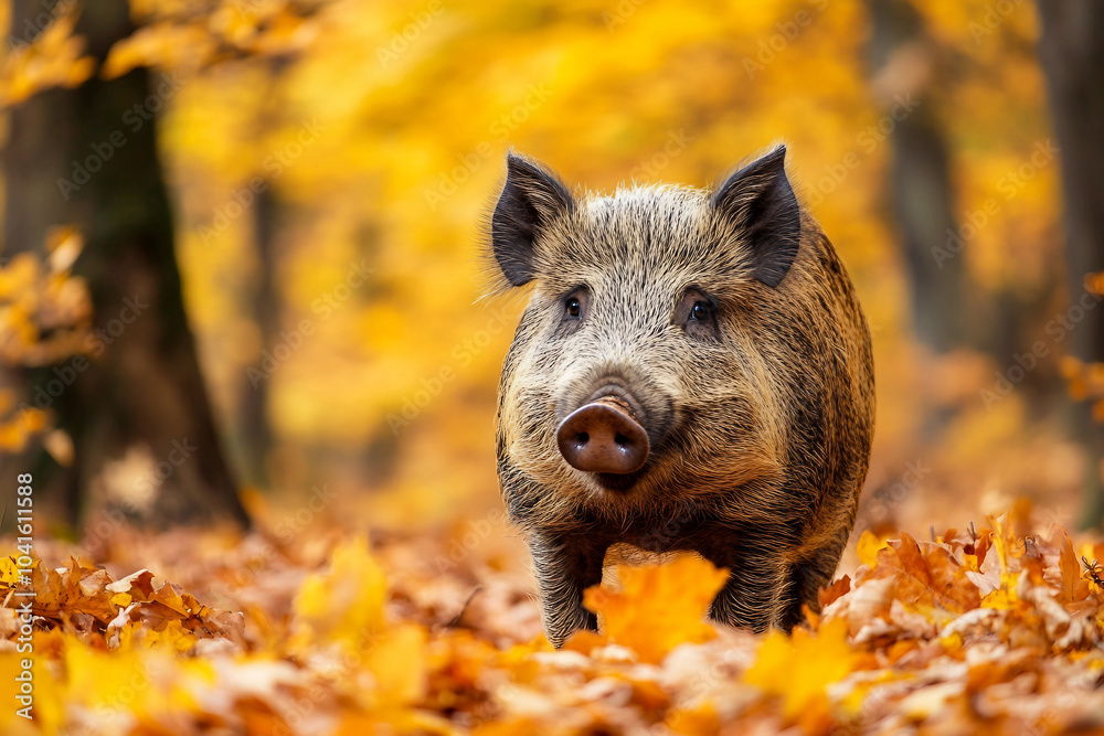 A beautiful wild animal in autumn forest generative AI A beautiful wild animal in autumn forest generative AI