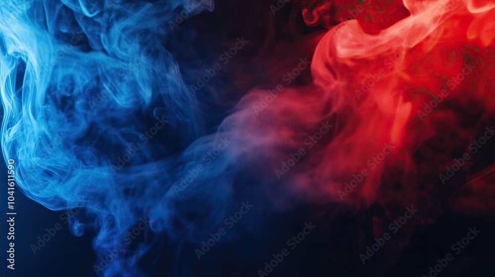 Abstract red and blue smoke swirling on a dark background Abstract red and blue smoke swirling on a dark background