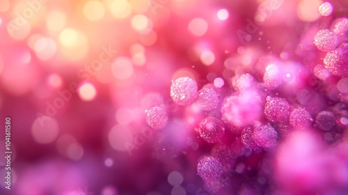 Abstract Pink and Yellow Bokeh Background with Glitter and Shimmer