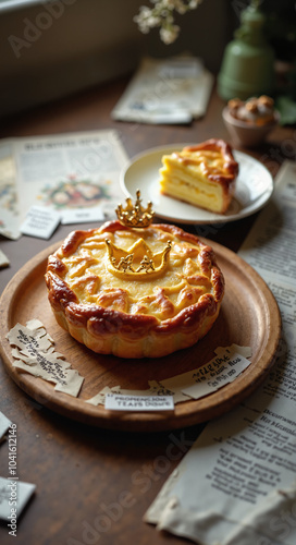 Galette des Rois: French Epiphany Pastry Elegantly Styled for Culinary Blogs, Cookbooks, and Festive Promotions