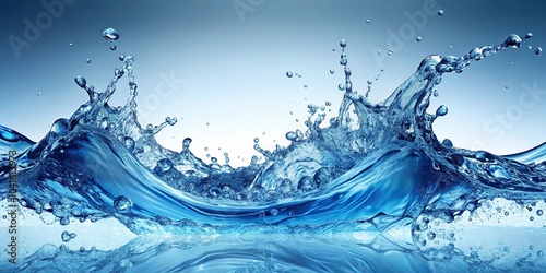 Background with splashing water in shades of blue