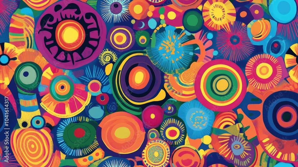 Background featuring a vibrant diverse circular pattern Background featuring a vibrant diverse circular pattern