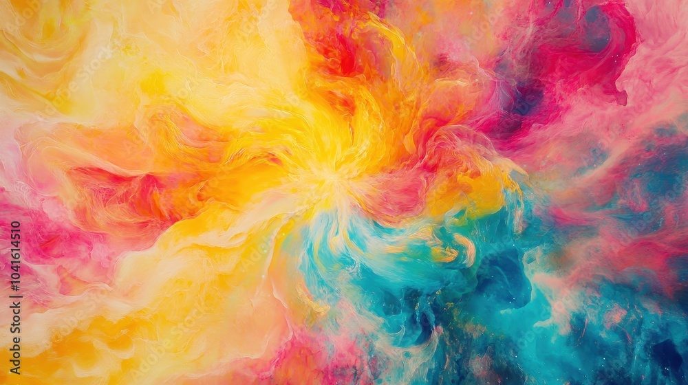 A background filled with vibrant colors and swirling patterns resembling a supernova, with bright yellows, pinks, and blues. A background filled with vibrant colors and swirling patterns resembling a supernova, with bright yellows, pinks, and blues.