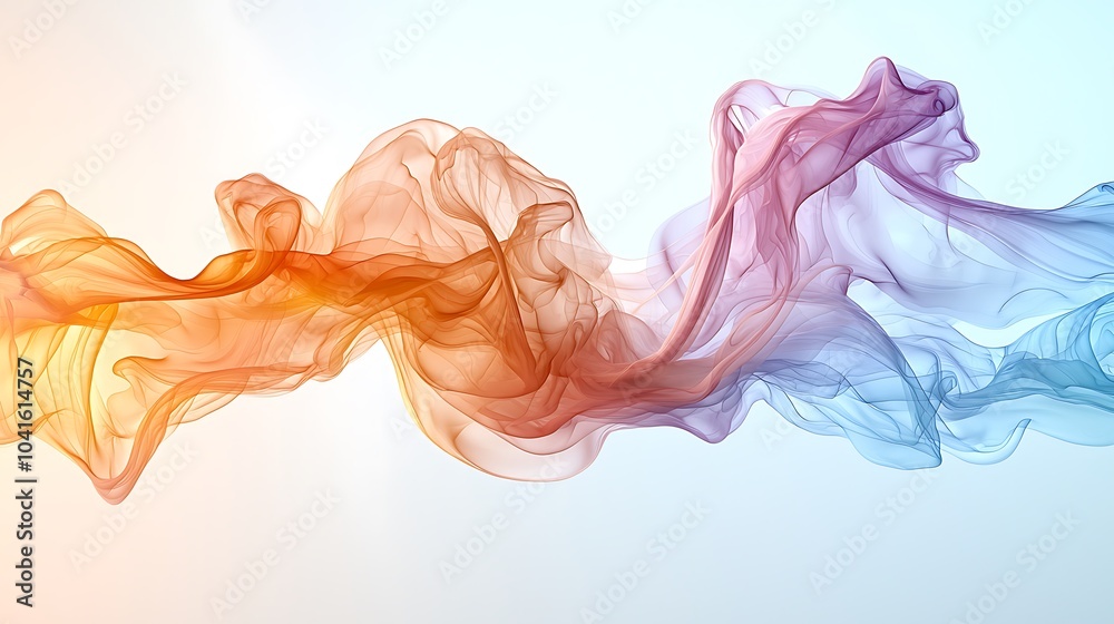 Fototapeta premium Captivating flow of colorful smoke waves creating an ethereal atmosphere and visual harmony in abstract art