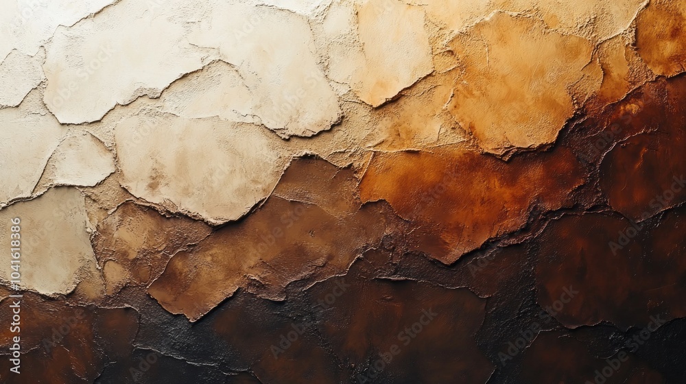 Fototapeta premium A painting of a mountain range with a brown and white color scheme