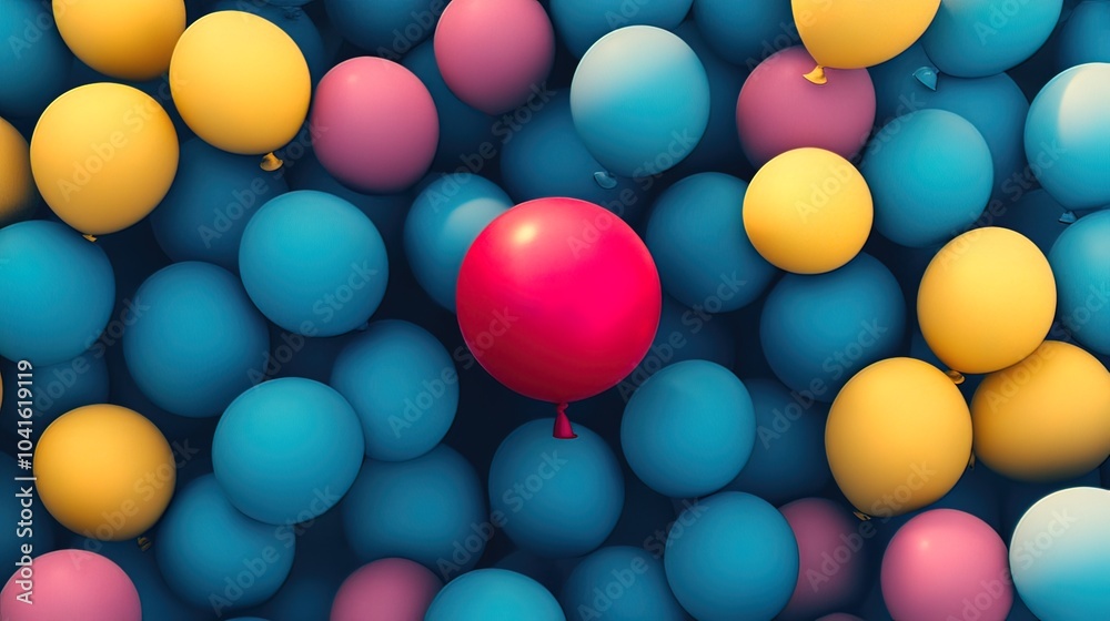 A Single Red Balloon Amidst a Sea of Colors A Single Red Balloon Amidst a Sea of Colors